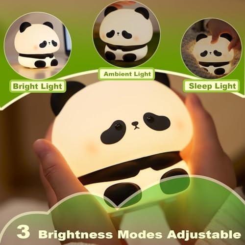 Image of SKYTONE Cute Panda Night Light for Kids,Nursery Silicone Night Light,7-Color Changing LED Lamp,Room Decor, Gifts for Toddler Children Teenage Girls Valentine's Day (Baby Panda)