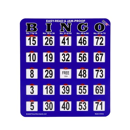 GSE Jumbo Easy-Read Shutter Slide Bingo Cards Bulk 10-Pack Reusable Cards