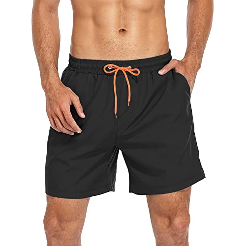 Zando Mens Swim Trunks Quick Dry Beach Shorts For Men Bathing Suits Beachwear For Men Summer Swim Shorts With Pockets Mens Swimming Trunks For Men Black Shorts L #TOP2