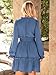 BerryGo Womens Long Sleeve Mini Dress Casual Ruffle Fashion V Neck High Waist A Line Flowy Boho Short Fall Dresses Blue M