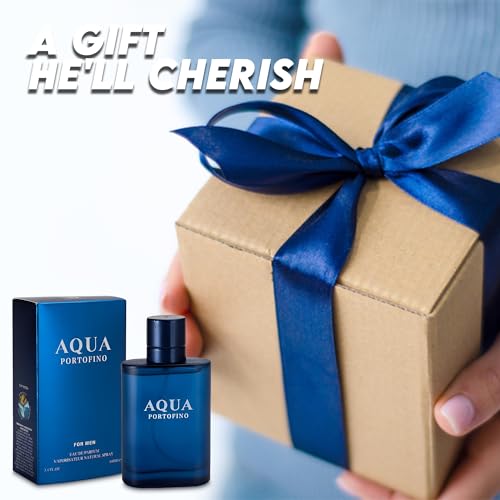 Image of Men's Cologne Aqua Portofino Original Natural Spray Eau De Toilette,Long-Lasting Scent Perfume for Men Elegant Bottle - Great Holiday Gift, 3.4 Fl Oz /100 Ml