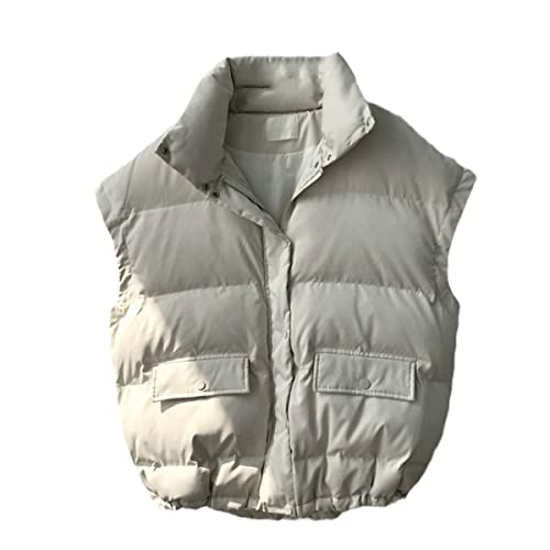 Gilet court coton femme grande taille chaud veste sans manches automne