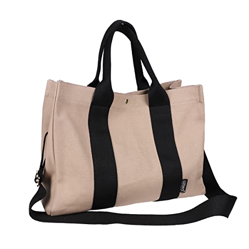 [リズデイズ] 2way トートバッグ ショルダーバッグ 仕切り (グレーベージュ/ブラック)