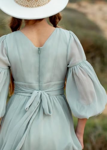 JISISANG Girls Boho 3/4 Sleeve Lace Flower Crew Neck Tiered Ruffle Swing Summer Beach Party Maxi Dress with Pockets4