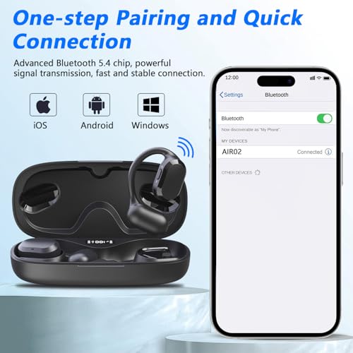 Image of BANIGIPA Open Ear True Wireless Earbuds, Bluetooth 5.4 Headphones w /Dual Mic for Calling, 10g Light&Comfort, Open Ear Earbuds w /Earhooks for Working Running Traveling, IP67 Waterproof, 40H Playtime