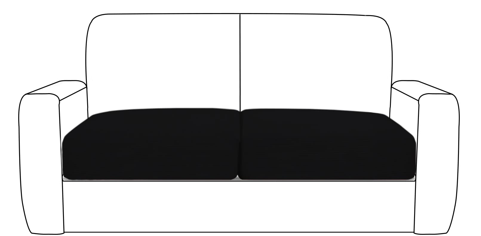 Stretch Sofa Seat Cushion Cover Sofa Couch Cushion Furniture Protector Sofa Slipcover with Elastic Bottom Spandex Jacquard Fabric Small Checks (Black, 2 Seater)