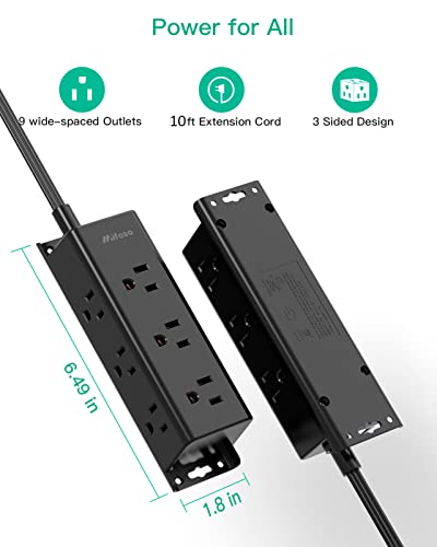 Image of mifaso Surge Protector Power Strip - mifaso 8 Outlets 4 USB (2 USB C) Charging Ports (WHT) (Black -, 3.04 m)