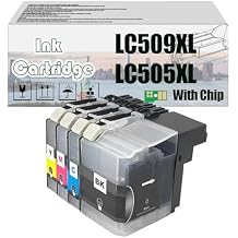 LC509XL LC505XL LC509 LC505 58 ML Ink Cartridges, Compatible for Brother DCP-J100 DCP-J105 MFC-J200 PrintersHigh Print Volume with Chip 1 Set