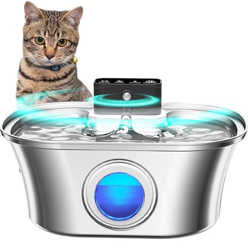 Wireless Cat Water Fountain Stainless Steel, 3.2L Pet Fountain Battery Operated,Cordless Cat Fountain for Cats&Dog with Motion Sensor, Quiet Indoor Cat Fountain for Drinking, Multi-Filtration - image 7