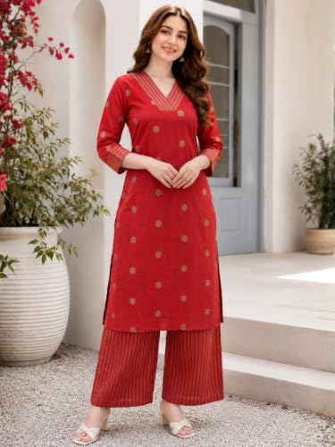 Image of Celary Women's Kurtas & Kurtis|Printed Straight Kurti with Palazzo Pants|Ethnic Kurti Set for Woman|Casual Suit Set for Women with Size S to 3XL|Stylish Dress for Woman
