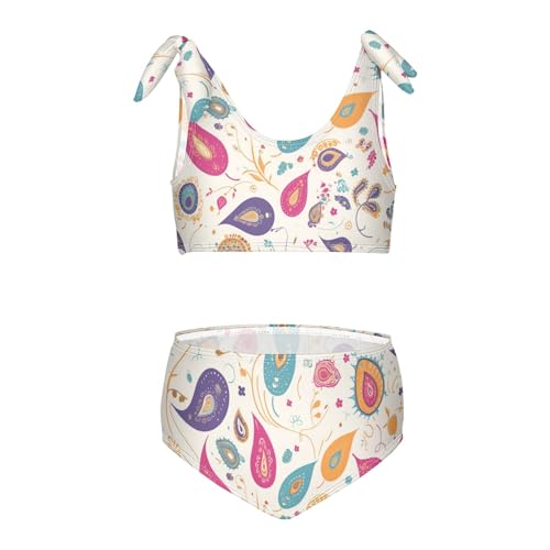 KLL Colorful Paisley Pattern Girls' 2 Piece Bikini Sets Quick-Dry Swimming Swimsuit Bathing Suit