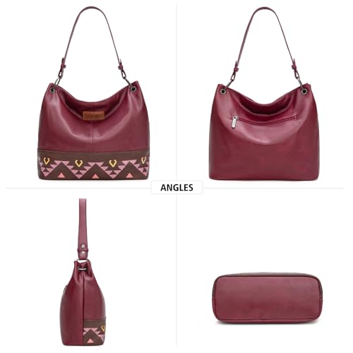 Image of Wrangler Hobo Bags for Women Vegan Leather Top Handle Shoulder Purses and Handbags