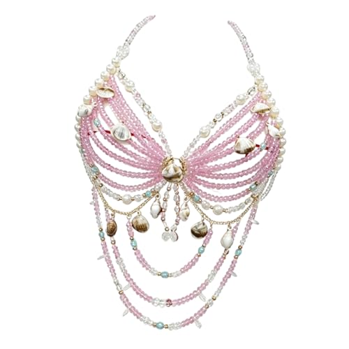 Cadena de cintura de resina con flecos y collar dinámico para festival