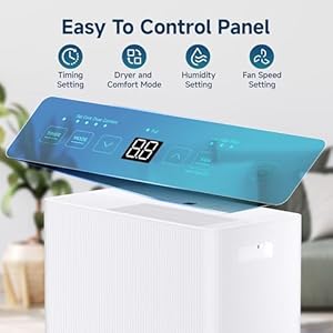 22 Pints Dehumidifier for Basement with Drain Hose2000 SqFt Dehumidifiers for HomeWith 24 Hour Timer FunctionAutomatic DefrostMultiple Dehumidification ModesSuitable for Large Rooms