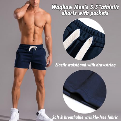 Image of Men 5.5 /7 Inch Cotton Sweat Shorts Men Cotton Workout Short with Pockets