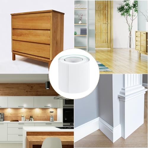 Image of uxcell 1 Roll Wood Grain Tape, 2.36 inch x 26 Ft Realistic Textured Repair Tape Self Adhesive Wood Textured Patch for Floor Wall Door Table Cabinets Desk Furniture Home Decor(White)