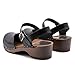 Sandgrens Handmade Swedish Wood Clogs for Women, Low Heel Sandal US 9-9.5 | Saragasso Black Veg Tan DK, EU 40