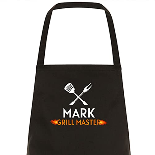 Image of Personalised Bbq Apron for Men | Grill Master | Kitchen Barbecue Cooking Gift for Him Dad | Chef Husband Christmas Birthday Father's Day