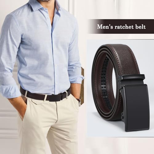 Mens Faux-Leather Belt with Adjustable Buckle Ratchet Belt For Men Dress Jeans Pants3
