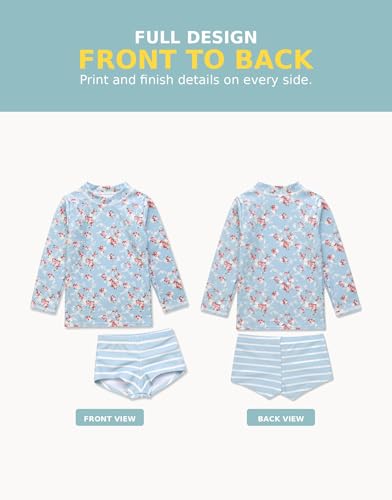 Image of VAENAIT BABY Girls Rash Guard Swimsuit UPF 50+ Long Sleeve Toddler Bathing Suit Ribbon Stawberry Floral Fruit for 2~8Years