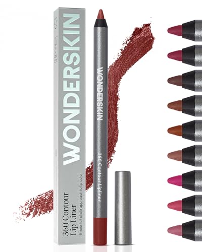 Wonderskin Lipliner Pencil - 360 Contour Lipliner, Long Lasting, Sharpenable, Waterproof and Transfer-Proof Brown Lip Liner Pencil (Mahogany)