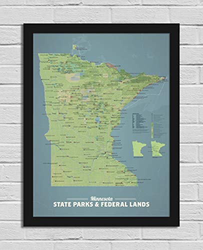 Best Maps Ever Minnesota State Parks & Federal Lands 18x24 Poster (Natural Earth | Black Frame)