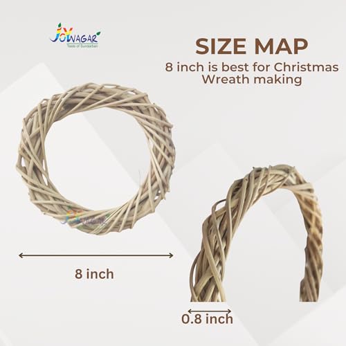 Image of Lata Vine Rattan Wilow Wreath for Craft, Artificial Flower Bouquet | Round Ring for Decoration, Dry Flower Making | 2 Pcs | Christmas / Xmas Party D?cor Wooden Twig for Wall Hanging