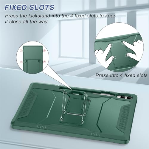 Soke Case for Samsung Galaxy Tab S9 Plus/S9 FE+ 2023, with Built-in Screen Protector & Kickstand, Rugged Full Body Protective Cover for Galaxy Tablet 12.4 Inch,Midnight Green by Soke - Image 8