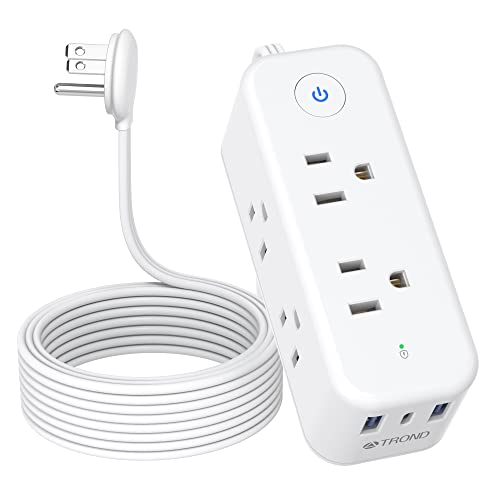 Ultra Thin Flat Extension Cord 10 Ft - Flat Plug Power Strip Surge Protector With Usb C, 6 Widely Outlets 3 Usb Ports, Slim Long Cord Desk Charging Station, Wall Mount, Compact For Travel, Dorm Room #TOP14