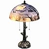Bieye l10973 bats flying over garveyard at full moon night hand painted glass table lamp for helloween decor blue 14×22 inch  urban country home decor