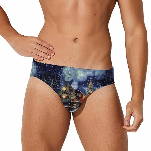 Snowy Train Men's Swim Trunks Briefs Swimsuit Swimwear Bathing for Underwear Beach