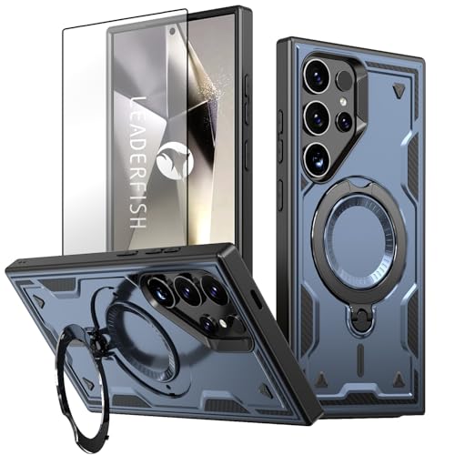 LEADERFISH y360°] cp X^htzfor Galaxy S23 Ultra P[X MagSafeΉ +KXtB X^h @\ wh~ }OZ[tΉ ČRMILKi MNV[S23 UltraP[X Ϗ