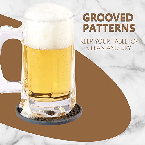 Coga Silicone Coasters Set of 8 - Square, Grey, Heat Resistant, Non-Slip, Dishwasher Safe, Perfect for Any Table Type