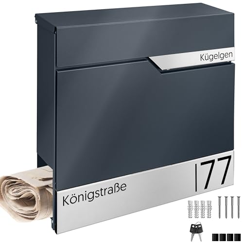 Anthrazit Briefkasten MTEC Fusion mit Adresse, Wandbriefkasten Anthrazit RAL7016, personalisierter Briefkasten, Wandbriefkasten Anthrazit Briefkasten MTEC Fusion mit Adresse, Wandbriefkasten Anthrazit RAL7016, personalisierter Briefkasten, Wandbriefkasten