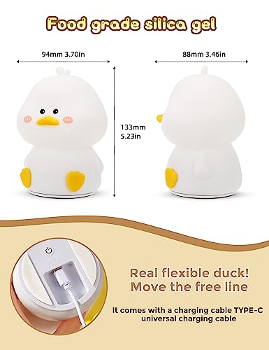 Image of L LOHAS LED Cute Duck Night Light, Kawaii Duck Lamp, Desk Decor, Cute Stuff, Squishy Duck Light, 16 Colors Table Lamp with Remote Control, USB Rechargeable, Ideal Funny Gifts