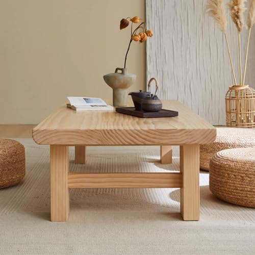 Table basse de salon en bois massif pin naturel durable 140cm