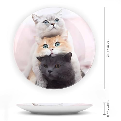 Plato decorativo de cerámica Bone China gatos 6 pulg miniatura 2