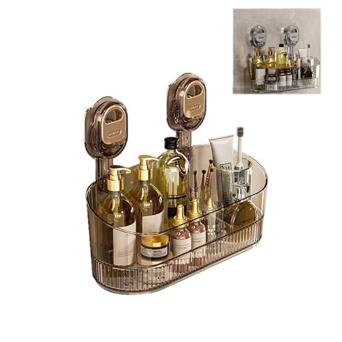 No-Drill Wall Mount Storage Box with Strong Suction Cups Large Capacity Transparent Bathroom Organizer for Sink & Shower Heavy Duty Holder for Cosmetics & Toiletries
