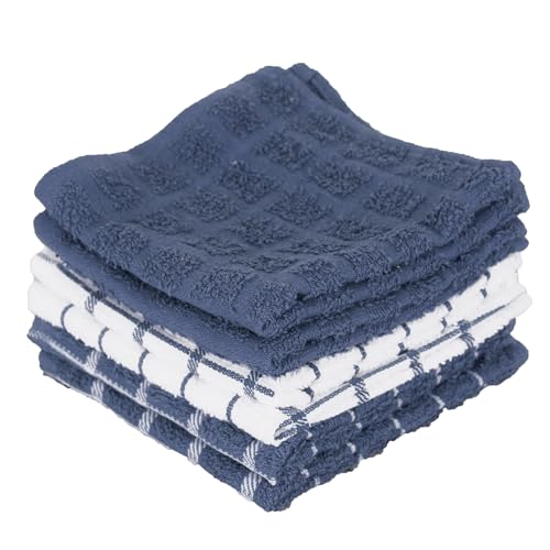Ritz Premium 100% Cotton Terry Check Kitchen Dish Cloth In Federal Blue
