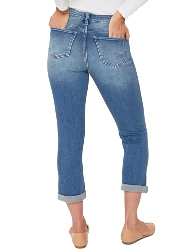 Royalty For Me Womens Women's Petite High Rise Vintage Slim Straight Cuff Jean3