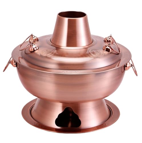 Shabu Shabu Pot， Thickened Charcoal Hotpot Stainless Steel Hot Pot Old Beijing Style Hot Pot Cookware Chinese Hot Pot Cooke(32cm)
