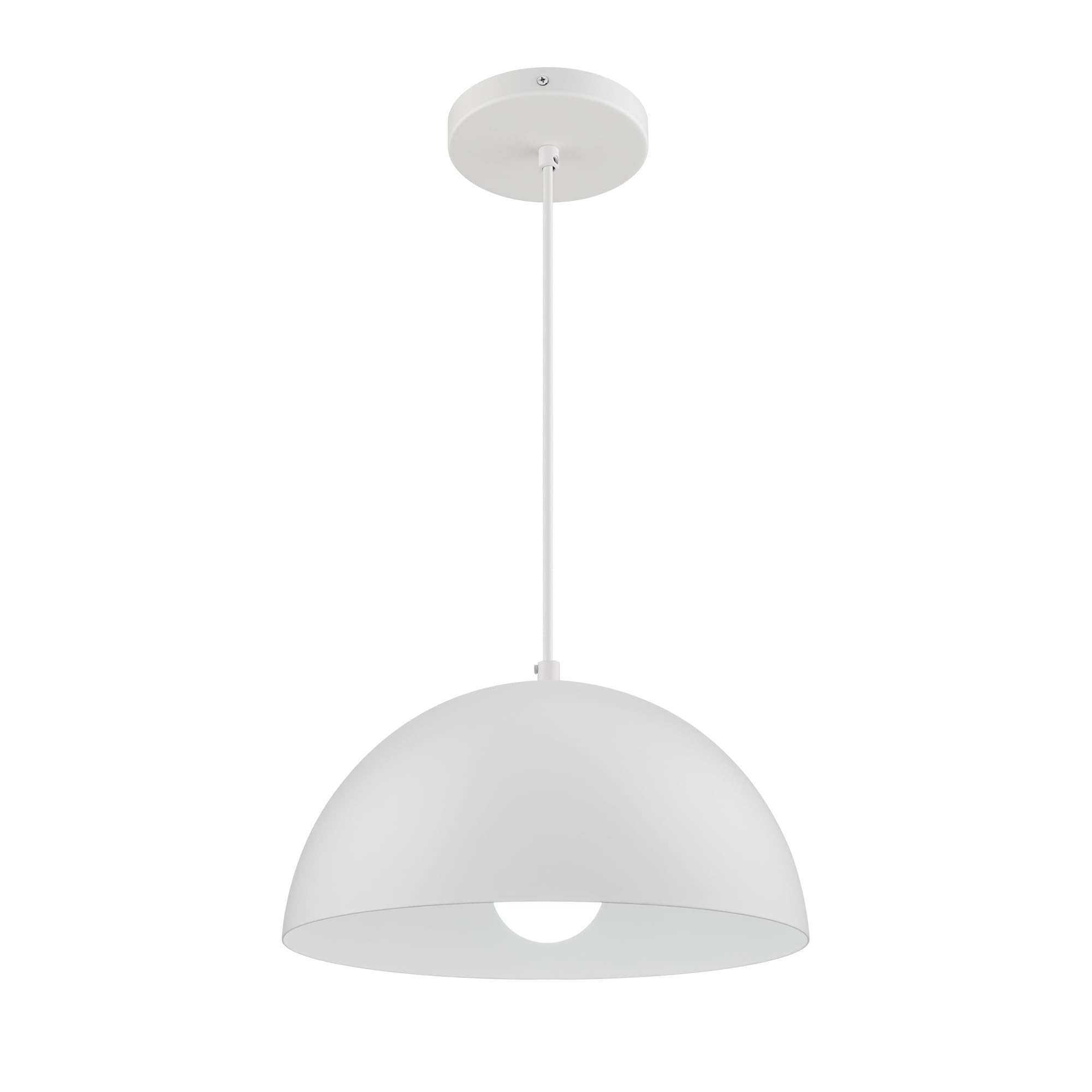 Dome Advantage 12in Pendant with E26 Medium Base Socket (Compatible with LED Lamps) and 120in Adjustable Height Fabric Cord in White