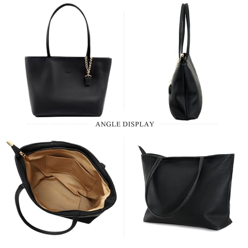 Bolso Tote para mujer con cierre, cuero suave y amplio miniatura 4
