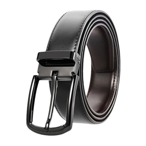 Men Smooth Leather Belt with Pin Buckle for Jeans and Business Trousers