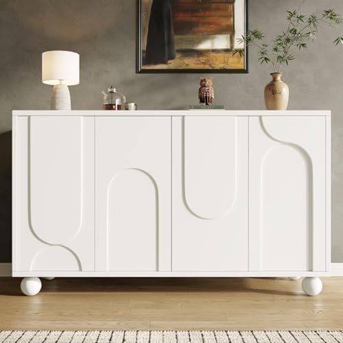 EURHCIO Meubles de Rangement pour Salon,Buffet Salle a Manger avec 4 Portes et étagères...