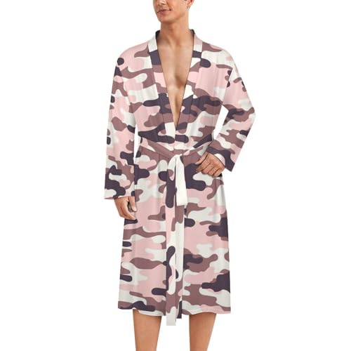 Peignoir de bain homme style kimono léger avec imprimé camouflage rose original