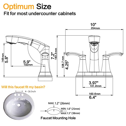 Leitechuwei Bathroom Faucet With Pull Out Sprayer,Matte Black Bathroom Faucet 3 Hole,2 Handle Vanity Sink Faucet,Modern Bathroom Faucet 4 Inch Centerset Pull Down Faucet Or Bar Faucet,Rv Faucet #TOP5