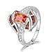 CiNily Created Orange Opal Orange Garnet Rhodium Plated Zircon Women Jewelry Gemstone Ring Size 5-12