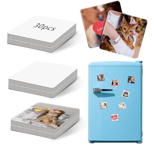 Sublimation Refrigerator Magnet,30Pcs 2.95" x 2.95"Custom Square Fridge Magnets,Personalized Decoration for Home Kitchen Refrigerator Microwave Oven Officer,Picture Magnets Best DIY Craft Gifts