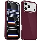 Svanove for iPhone 17 Pro Max Case Silicone, Glossy Soft Rubber Gel Jelly Cute Protective Plastic Simple Plain Phone Case Cover for Women Girl, Slim Thin Flexible Shockproof TPU, Burgundy Wine